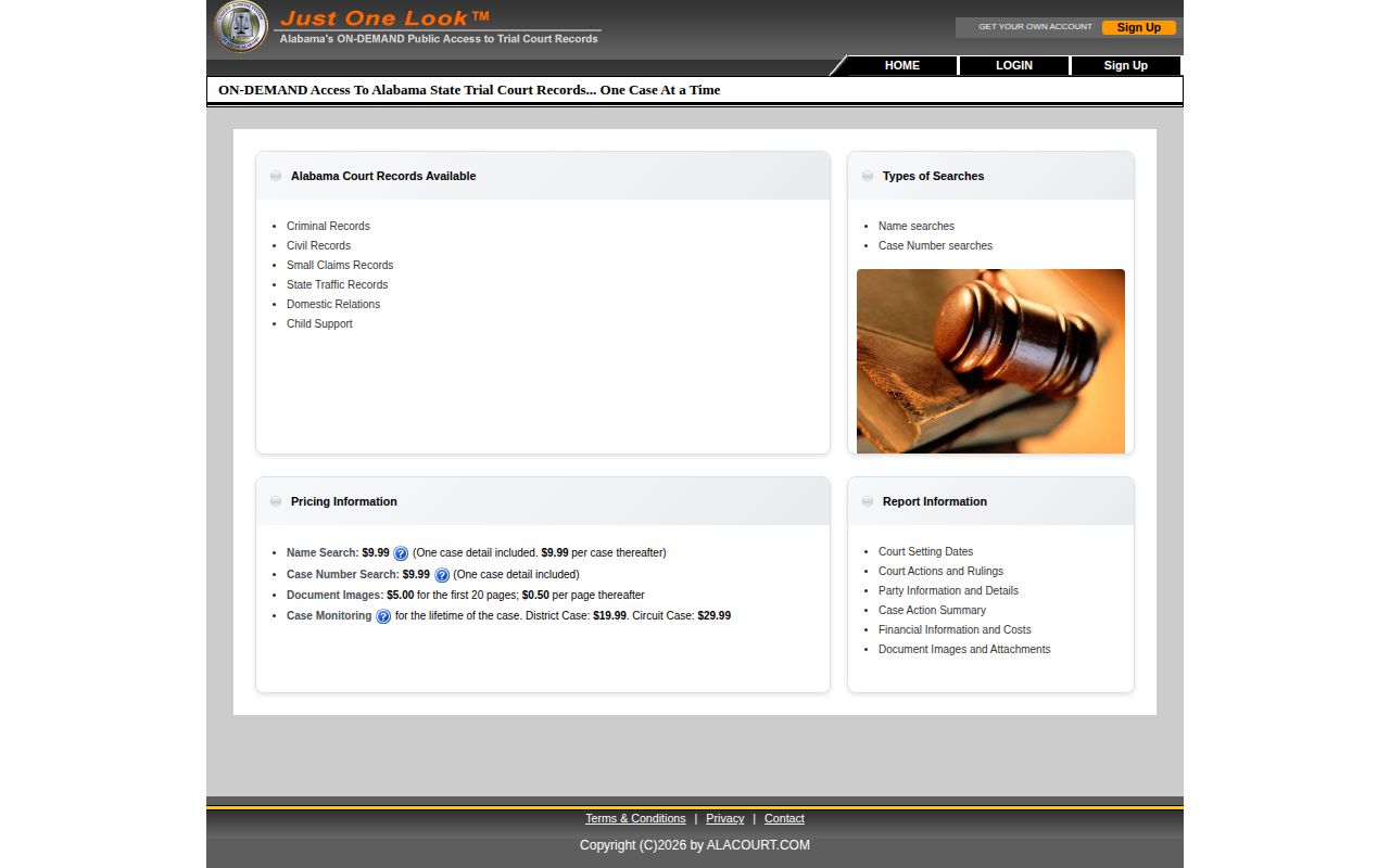 Alabama court disposition search for Escambia County arrest records